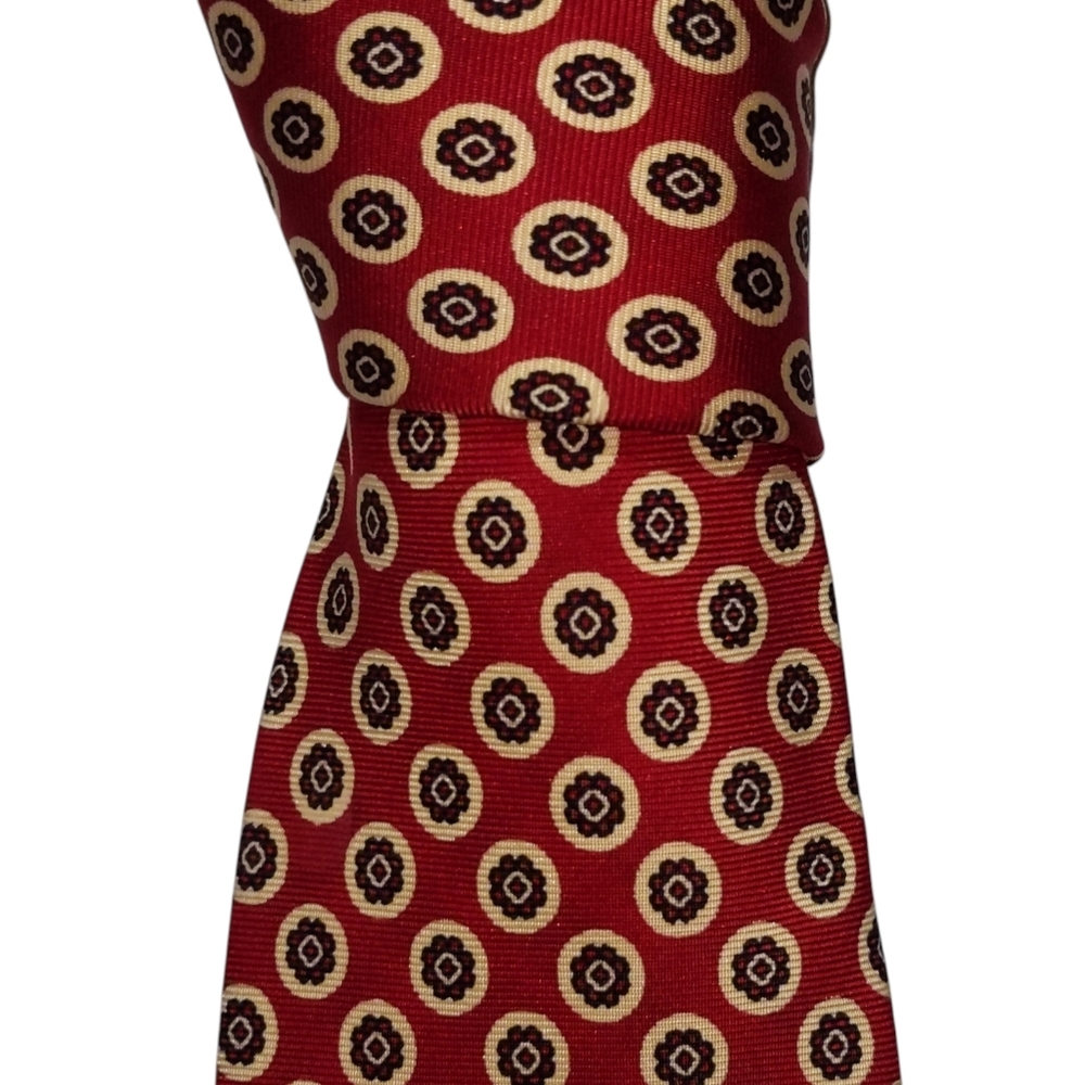 Vintage Polo Ralph Lauren Silk Necktie Men's Red Geometric Designer Tie EUC